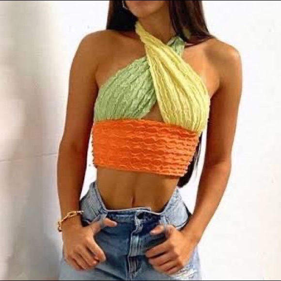 Color Block Halter Top - Picture 2 of 4